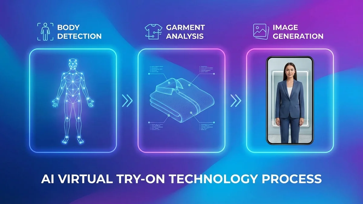 How AI try on clothes technology processes photos and renders garments