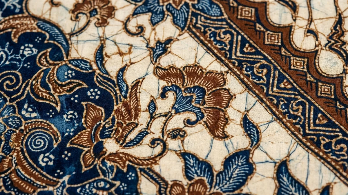 Traditional Indonesian batik and kebaya display with various patterns